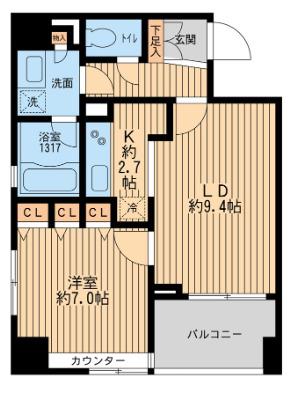 クリオ戸越銀座弐番館(1LDK/12階)の間取り写真