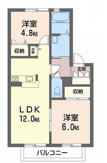 ディアス宮脇(2LDK/2階)の間取り写真