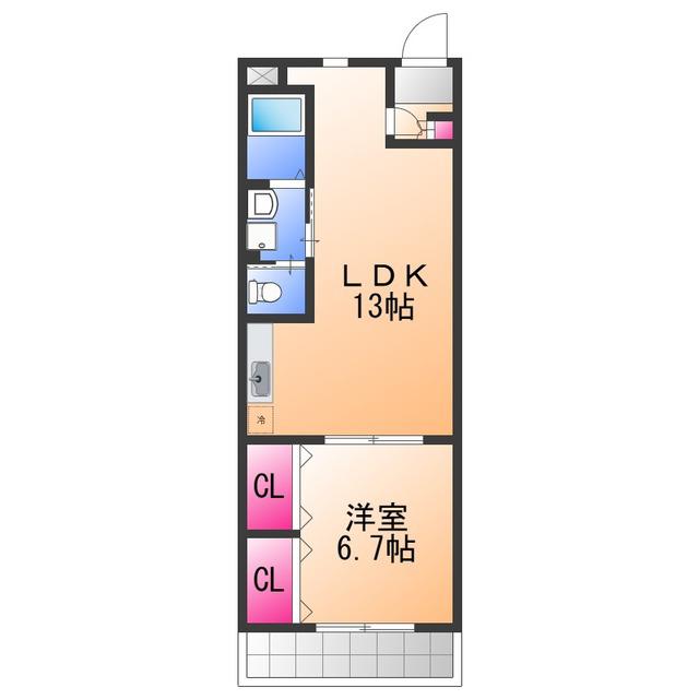 グランディール宮ノ池(1LDK/2階)の間取り写真