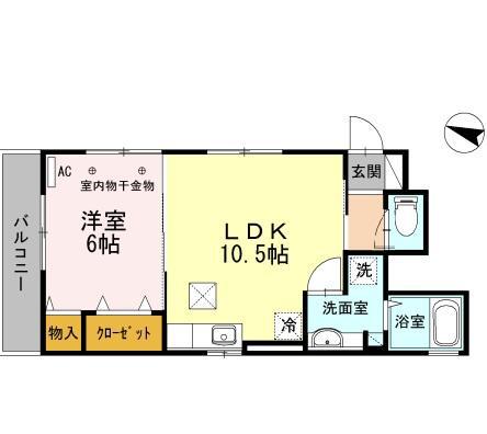 バンビーニ(1LDK/1階)の間取り写真