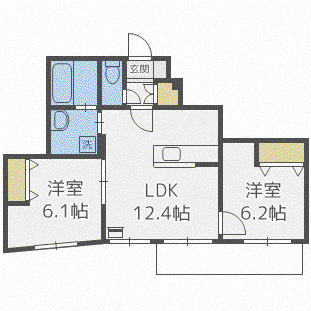 サンアイローヤル17(2LDK/2階)の間取り写真