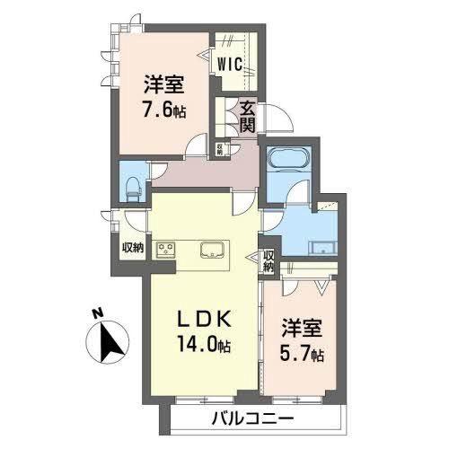 シャーメゾン本郷(2LDK/2階)の間取り写真