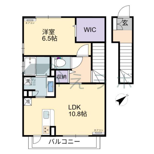 エミグラント(1LDK/2階)の間取り写真
