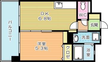 FELT127(1DK/14階)の間取り写真