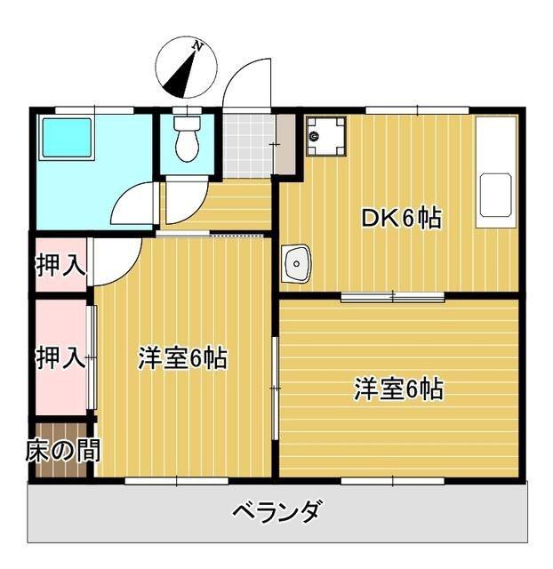 七福マンション西小島(2DK/1階)の間取り写真