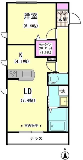 ソルクレスト大森(1LDK/1階)の間取り写真
