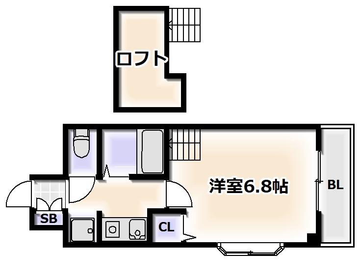 エスポワール東進(1K/7階)の間取り写真