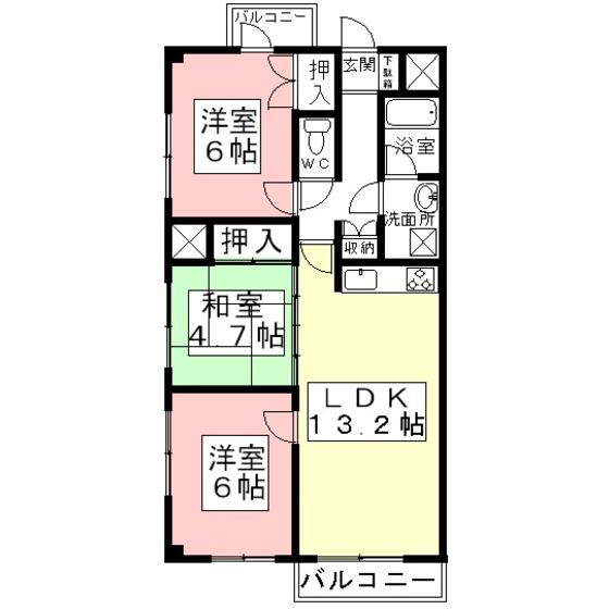 ハイツ秋桜(3LDK/3階)の間取り写真