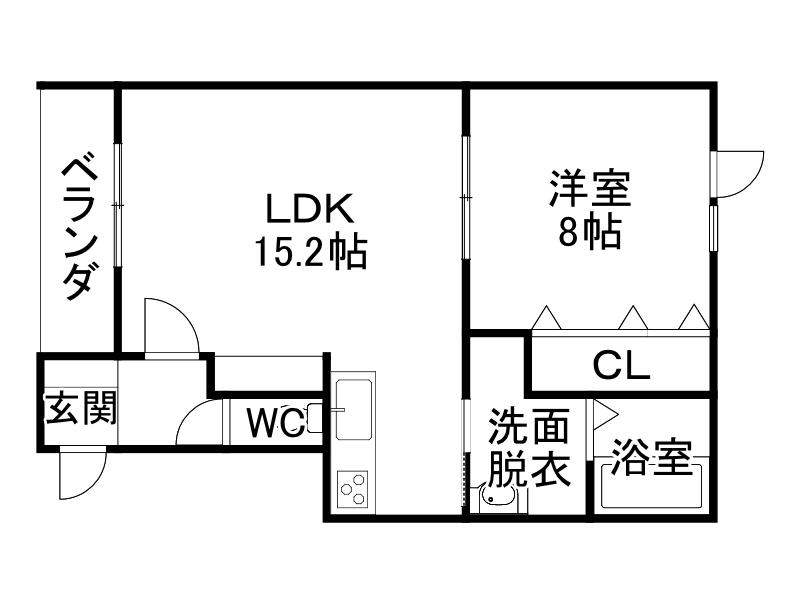 ラフィン5(1LDK/2階)の間取り写真