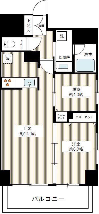 ドマーニ両国(2LDK/3階)の間取り写真