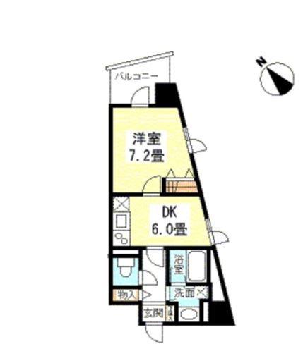 TKフラッツ渋谷(1DK/6階)の間取り写真