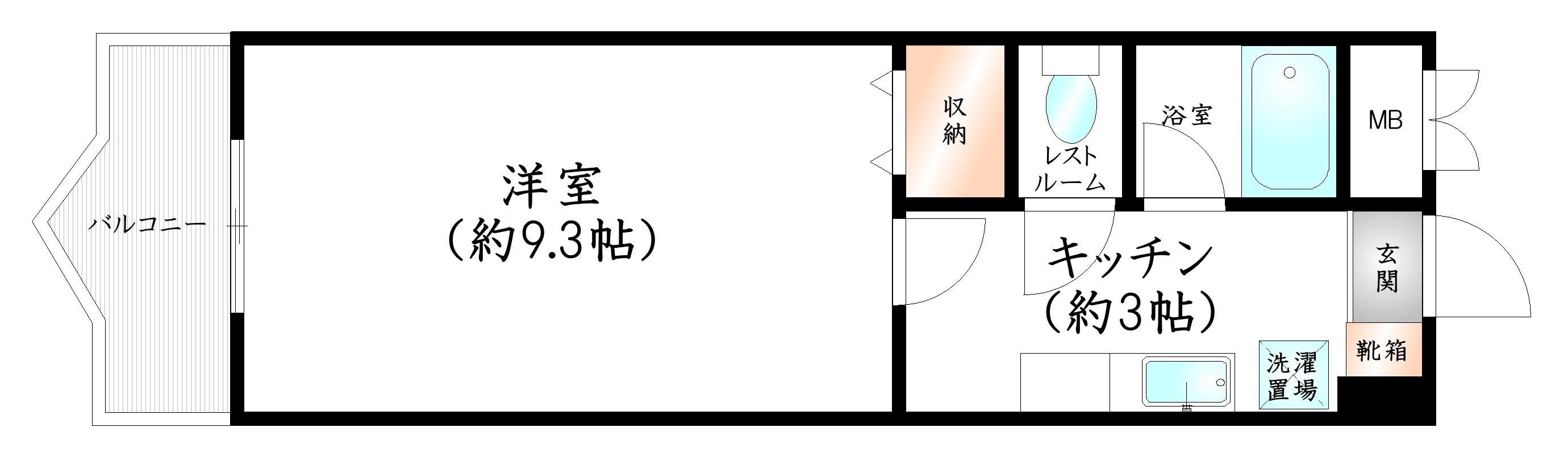 MIビル(1K/9階)の間取り写真