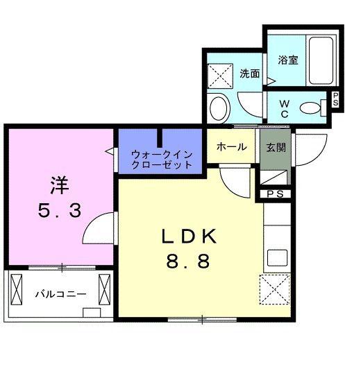 エリタージュ生田(1LDK/2階)の間取り写真