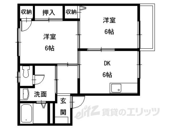 エクセルシア(2DK/1階)の間取り写真