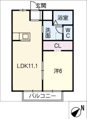 レジデンス鼓ケ浦(1LDK/1階)の間取り写真