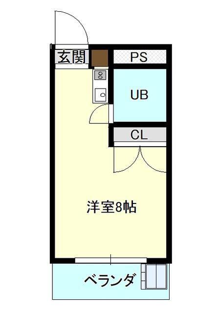 グランドKODAヒルズ(ワンルーム/2階)の間取り写真