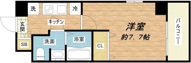 エスリード森ノ宮駅前(1K/2階)の間取り写真
