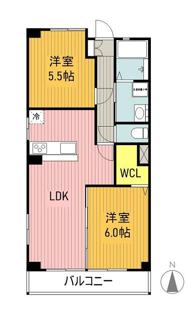 近藤ハイツ(2LDK/2階)の間取り写真