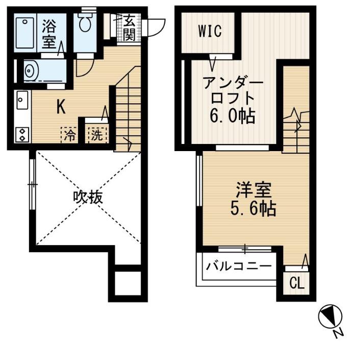 ABEST井尻六ツ角(1SK/2階)の間取り写真