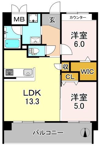 モラーダ(2LDK/3階)の間取り写真