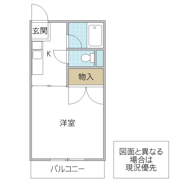 山本コーポ(1K/2階)の間取り写真
