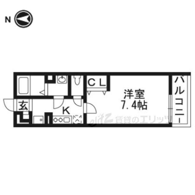 リブリ・茨木春日II(1K/2階)の間取り写真