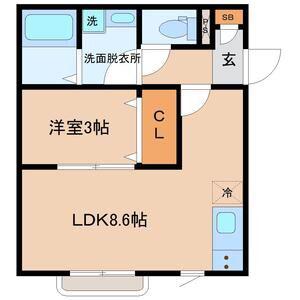 G-SQUARE出花(1LDK/2階)の間取り写真