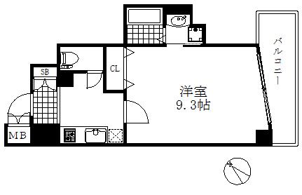 ダブルスタイル神戸(1K/8階)の間取り写真