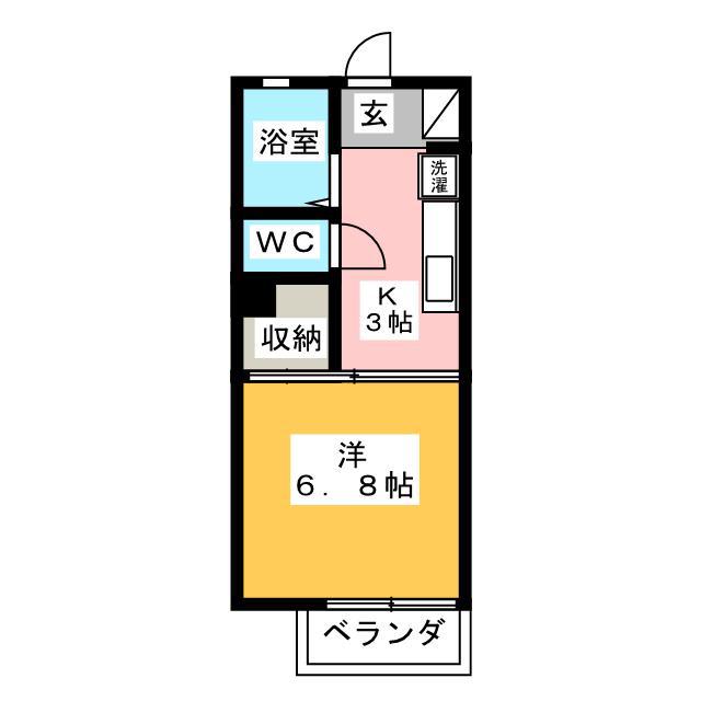 GフィールドII(1K/2階)の間取り写真