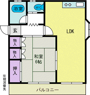 ニューみなみ(1LDK/1階)の間取り写真