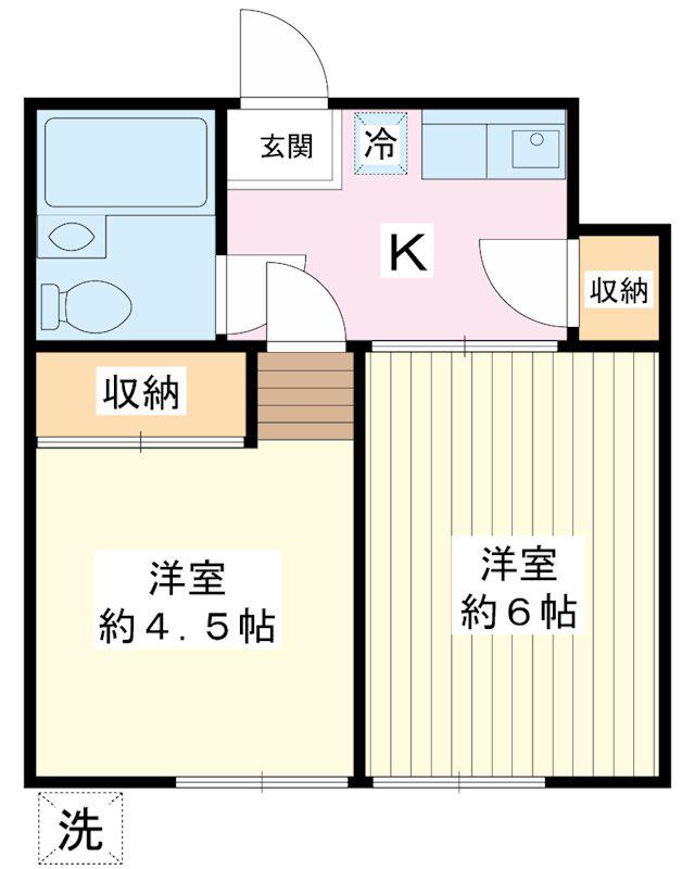 JR京葉線 新浦安駅 徒歩15分 2階建 築39年(2K/1階)の間取り写真