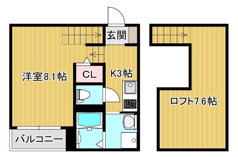MODERN PALAZZO合志(1SK/1階)の間取り写真