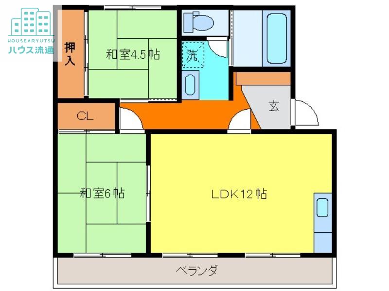時津グリーンハイツ(2LDK/2階)の間取り写真