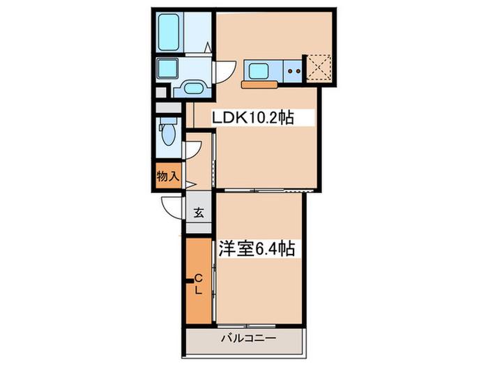 ムーンヒルズ・T(1LDK/1階)の間取り写真