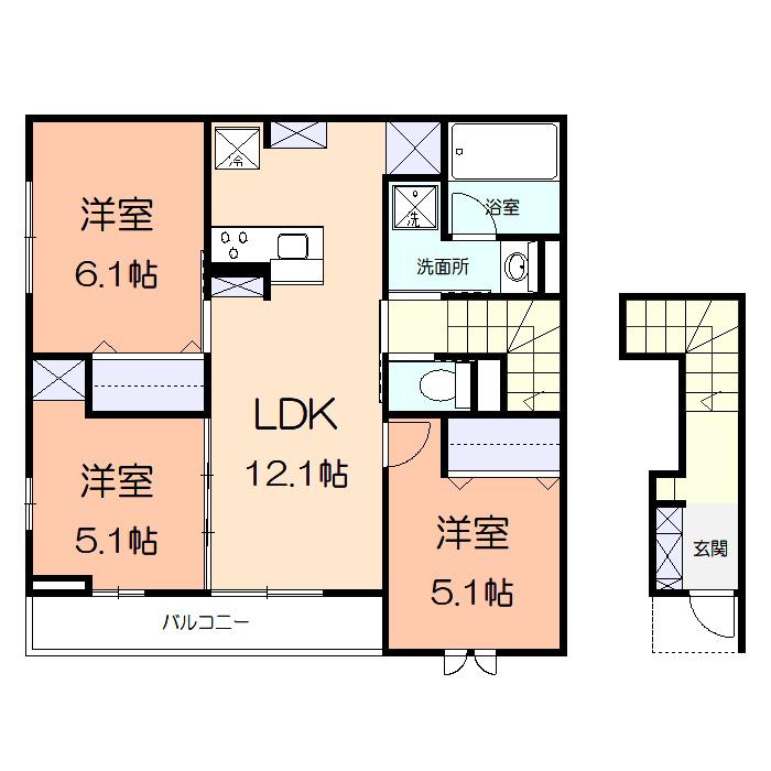 ルシアル湘南(3LDK/2階)の間取り写真