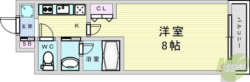 スプランディッド十三本町(1K/10階)の間取り写真