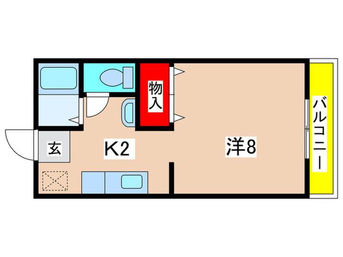 セゾンキタカドI(1K/2階)の間取り写真