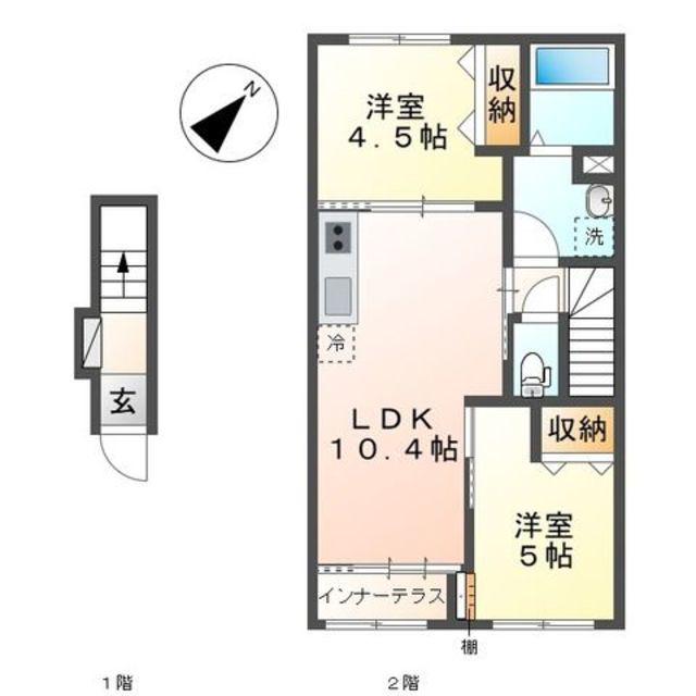 日野市日野アパート工事(2LDK/2階)の間取り写真