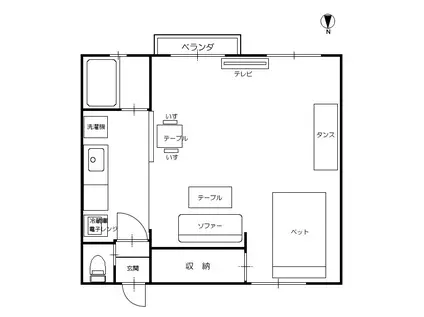 太陽ガーデン101(1K/2階)の間取り写真