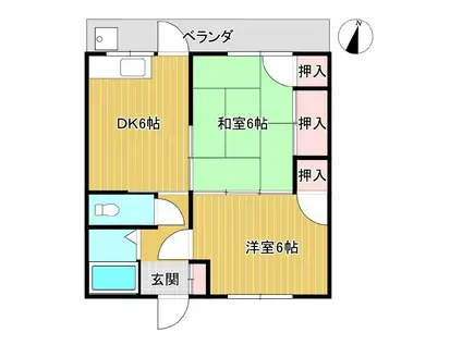 石村ビル(2DK/2階)の間取り写真