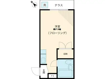 長谷川ハウス(ワンルーム/1階)の間取り写真