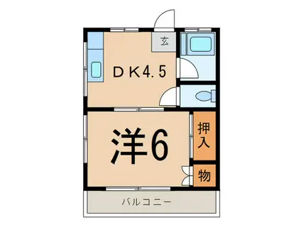 美友樹荘(1DK/2階)の間取り写真