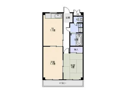 ニューよろづや第2ビル(2DK/5階)の間取り写真