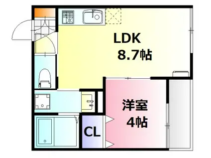 アーデル牛田新町A棟(1LDK/2階)の間取り写真