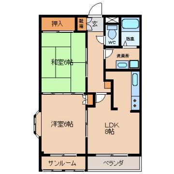ウェルネスハイツ堀(2LDK/2階)の間取り写真