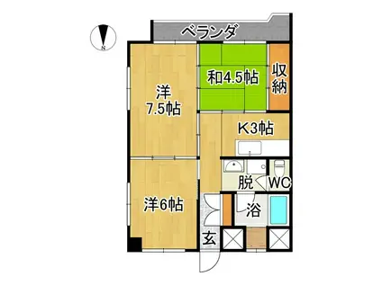 マンション瑞凰(3K/5階)の間取り写真