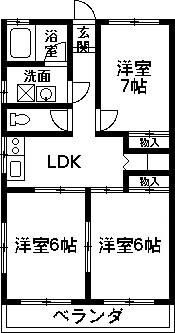 第2大島マンション(3DK/1階)の間取り写真