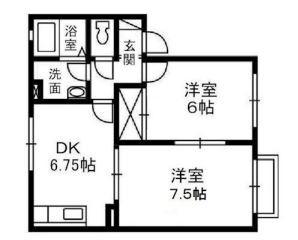 バンビーノC棟(2DK/2階)の間取り写真