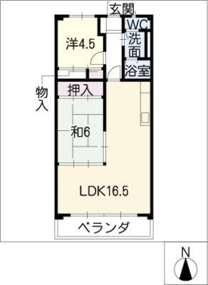グランディール(2LDK/1階)の間取り写真