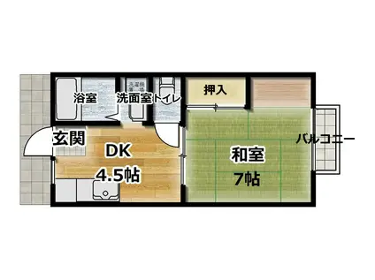 ルミウス阿方(1DK/2階)の間取り写真